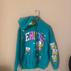 Sanrio Keroppi Teal Pullover Hoodie with Sherpa Fuzzy Lining